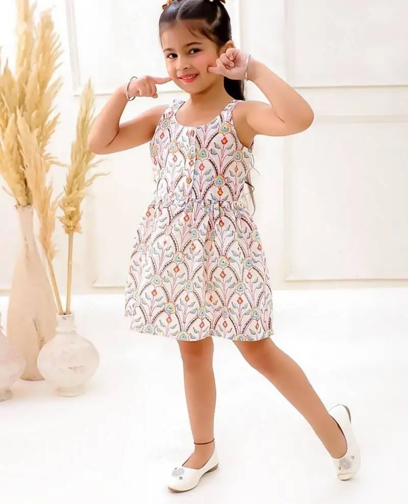 Multicolor cotton multicolor floral pattern frocks for girls