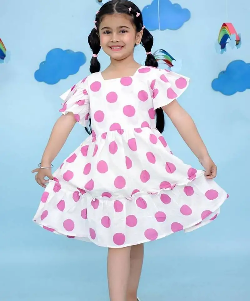 Multicolor cotton printed frock for girls