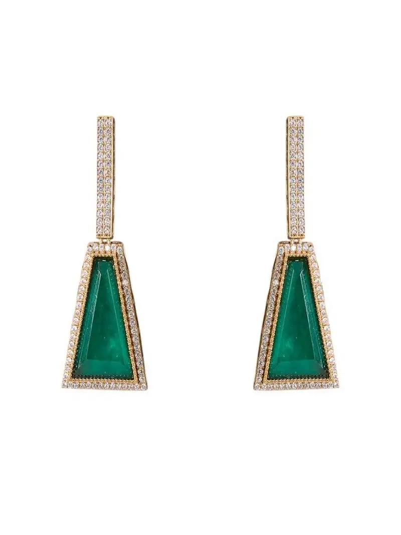 Gold plated green stone pearl choker set