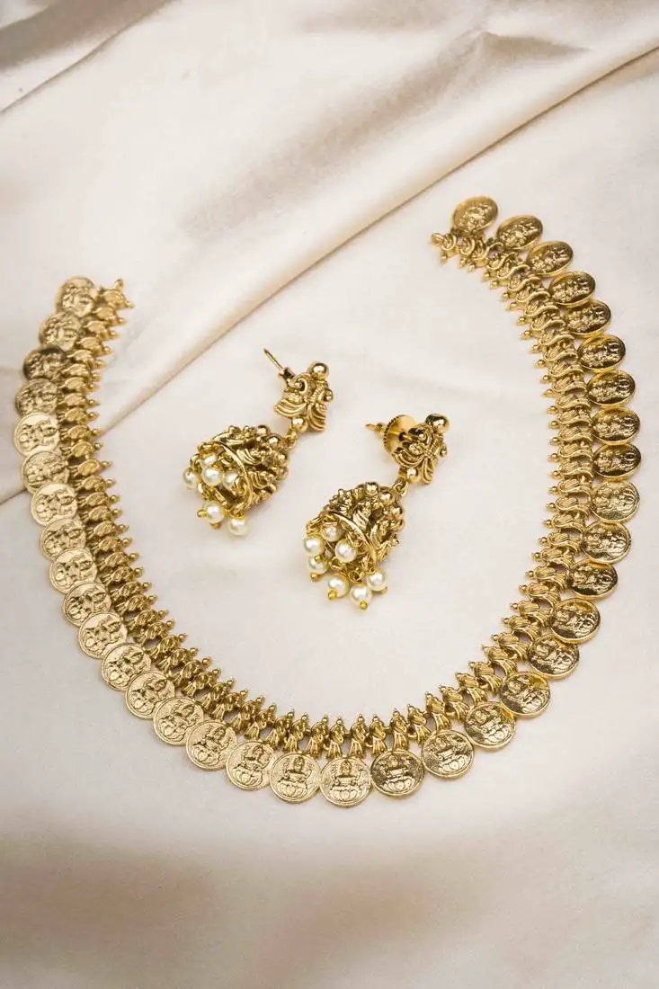 Traditional lakshmi devi coins necklace