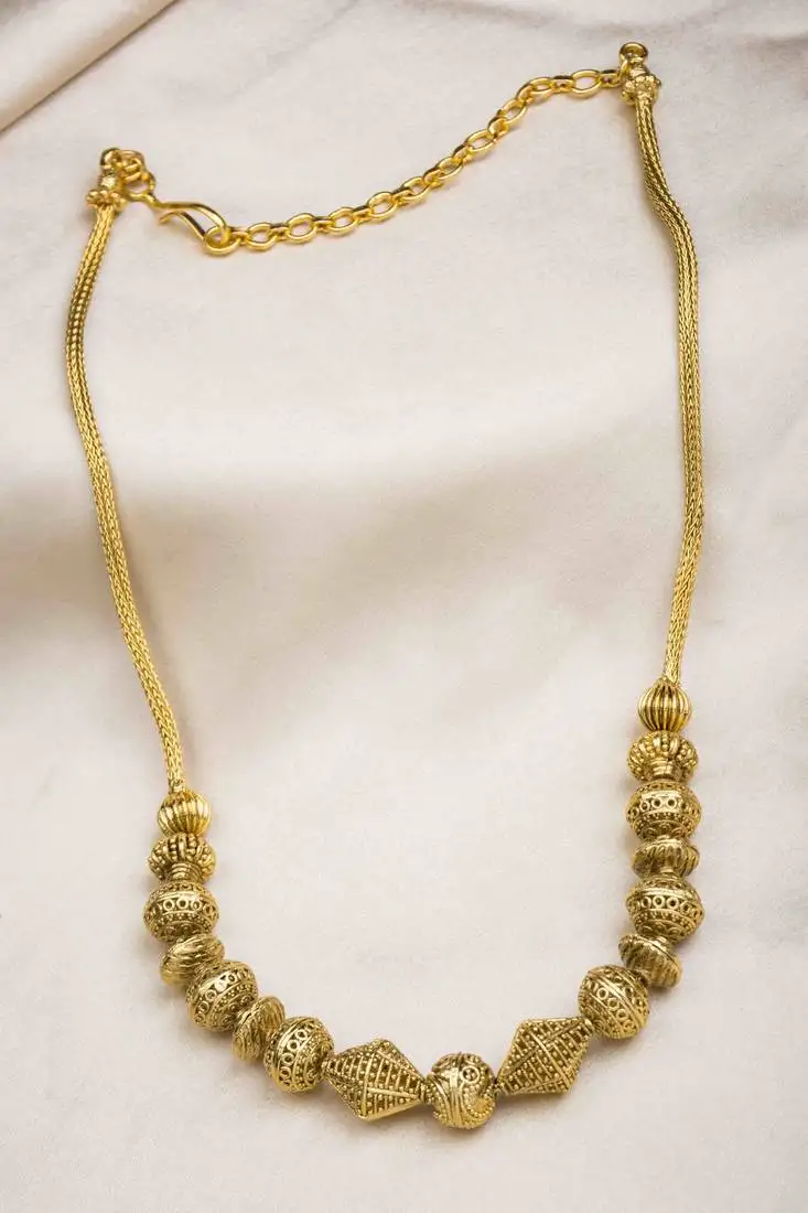 Gold plated golden beads necklace