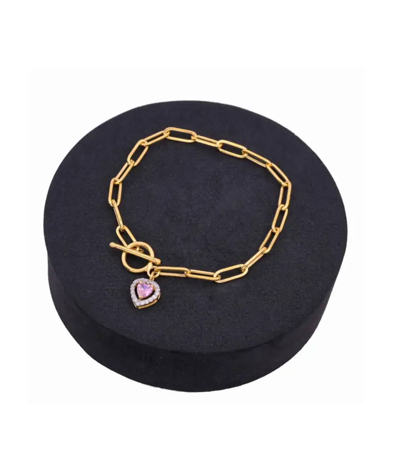 Gold plated pearl heart bracelet