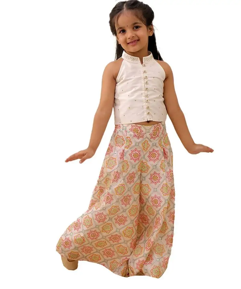 Off white printed silk co ord set