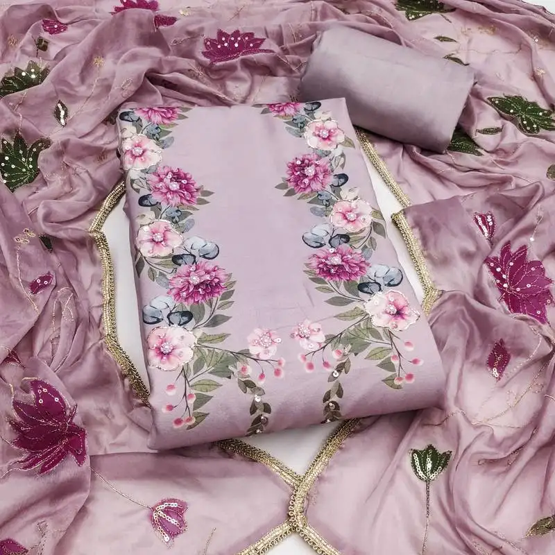 Women's unstitched digital print & handwork premium roman cotton dress material (msmfc11605a)