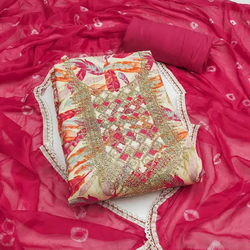 Women's multi unstitched digital print & handwork jaam cotton dress material (msmfc11606b)