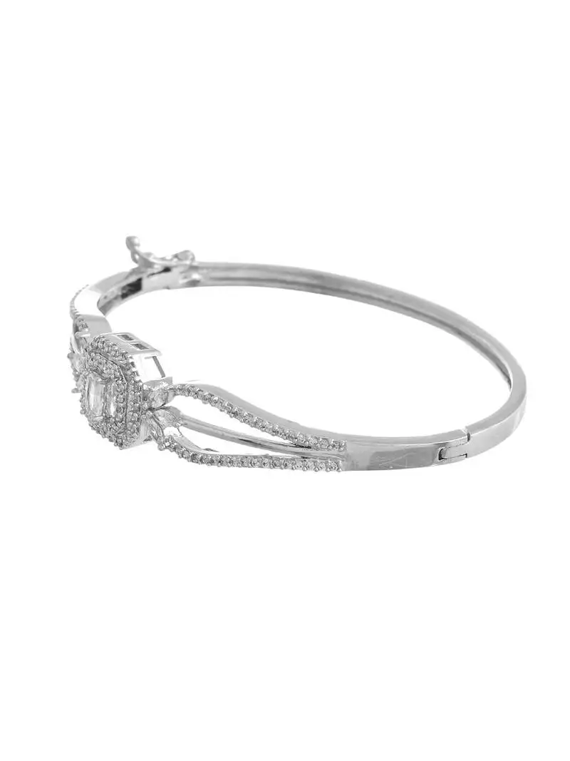 Silver diamond-studded bracelet for women