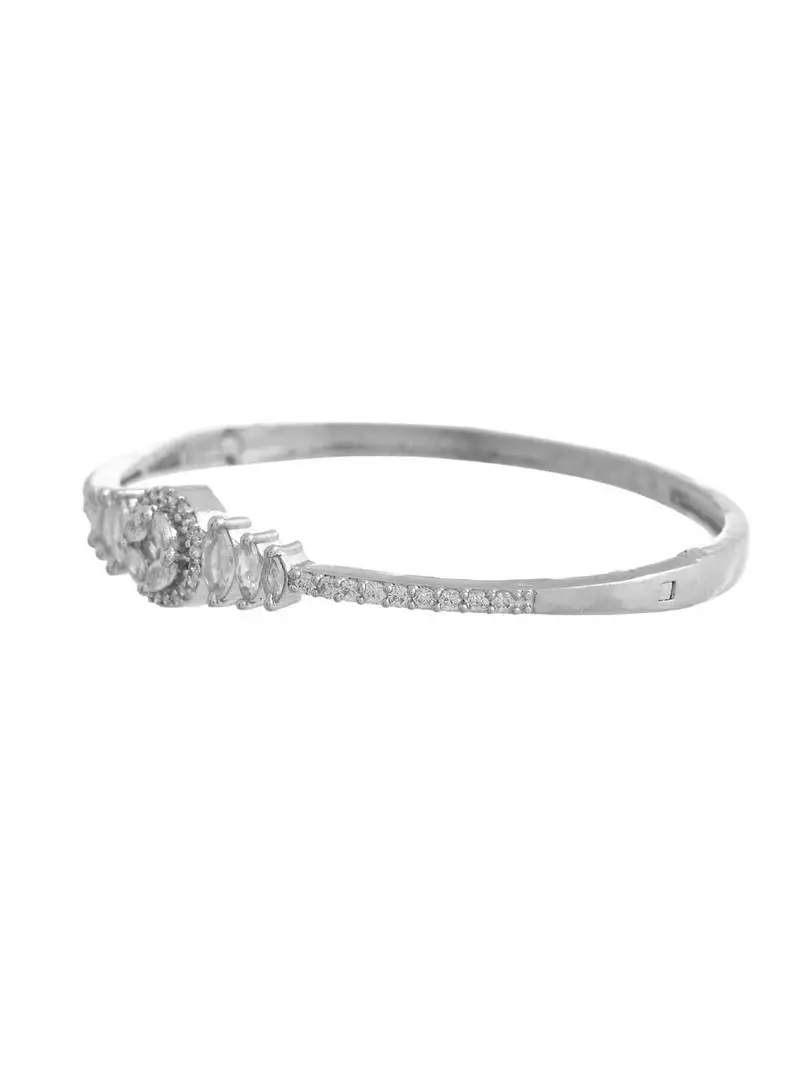 Silver-toned cz round cut bracelet for women