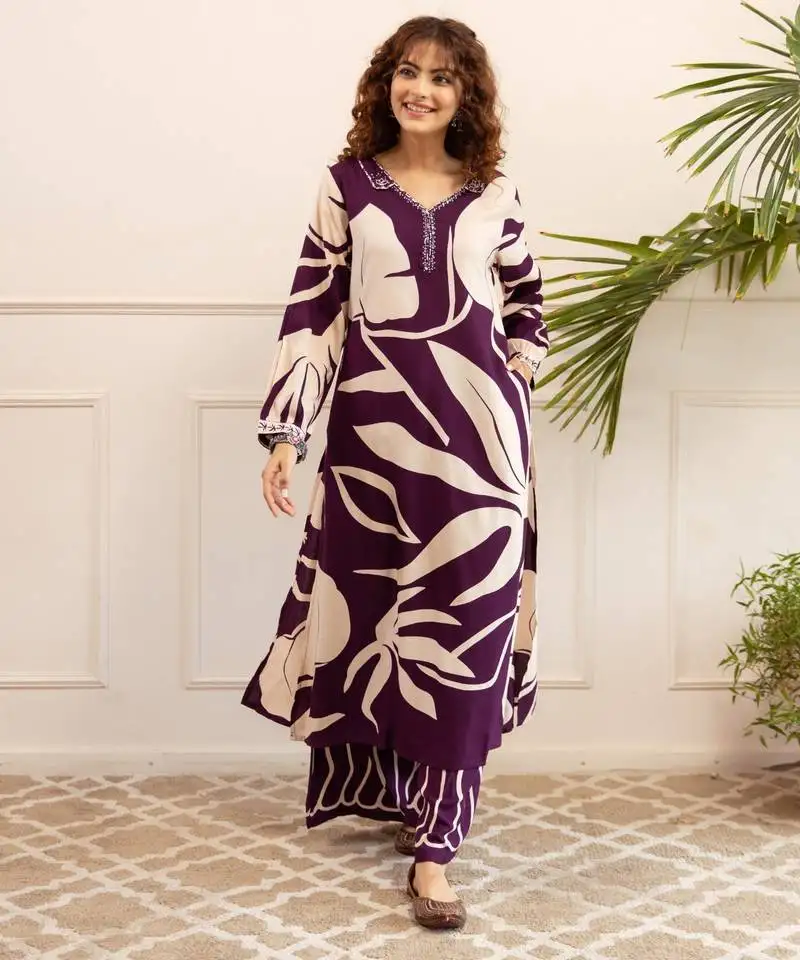 Kabool gravel printed kurta pant set