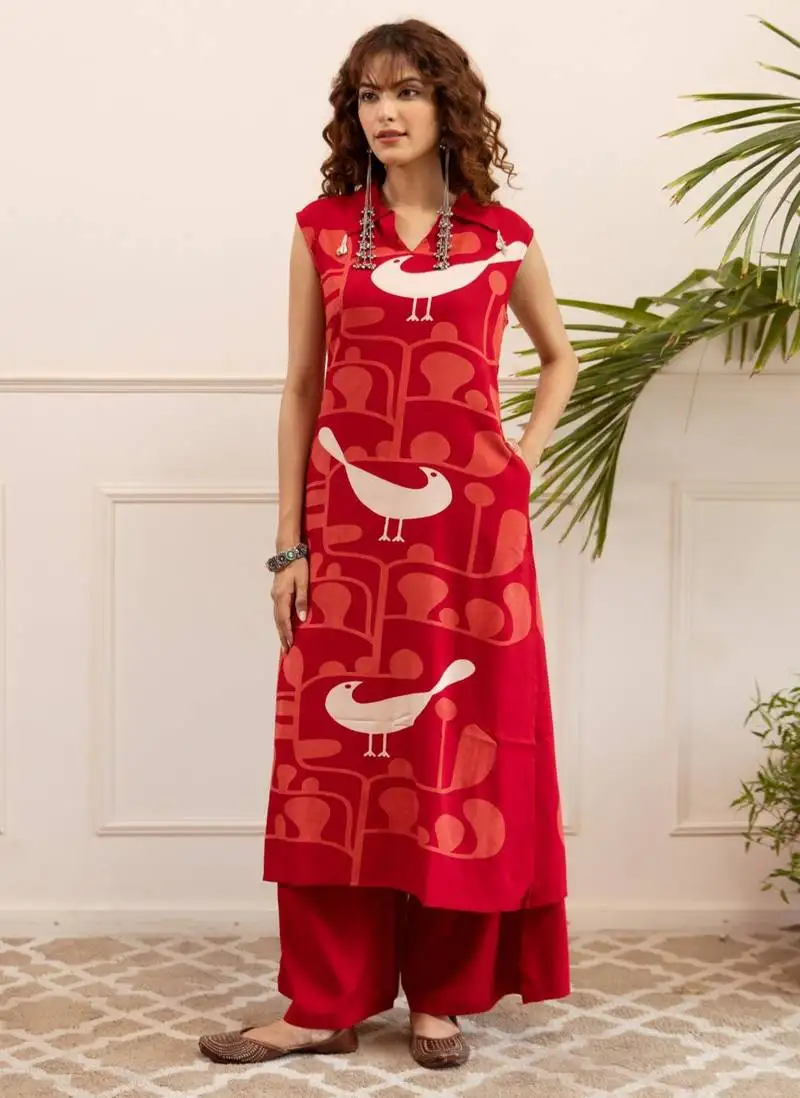 Kabool ruby printed kurta pant set