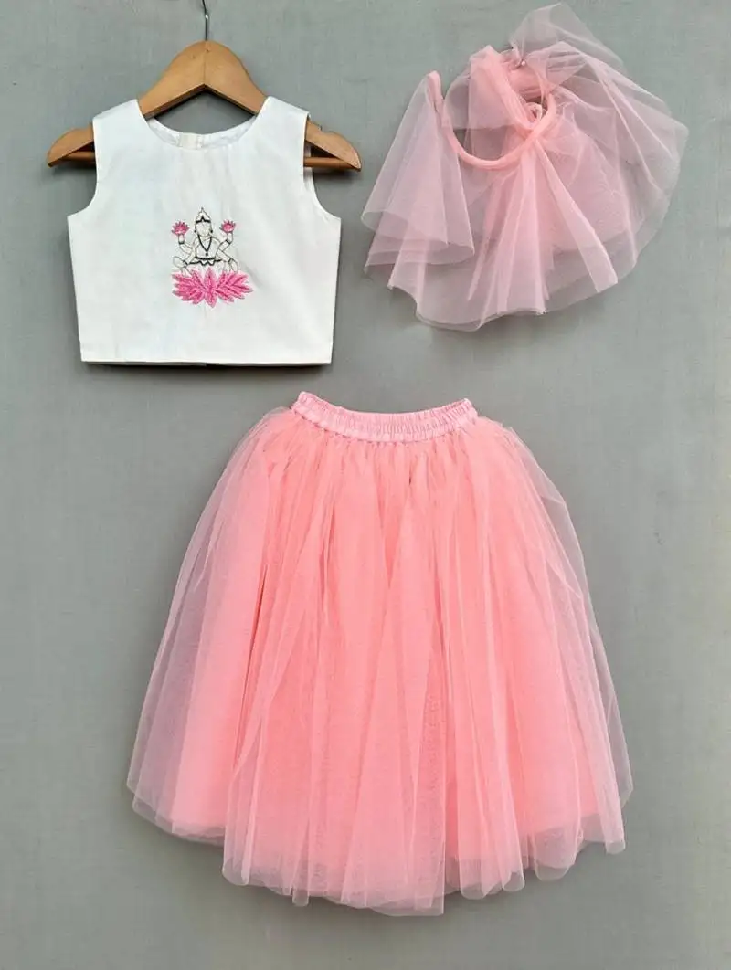 Goddess lakshmi embroidered lehenga set for girls