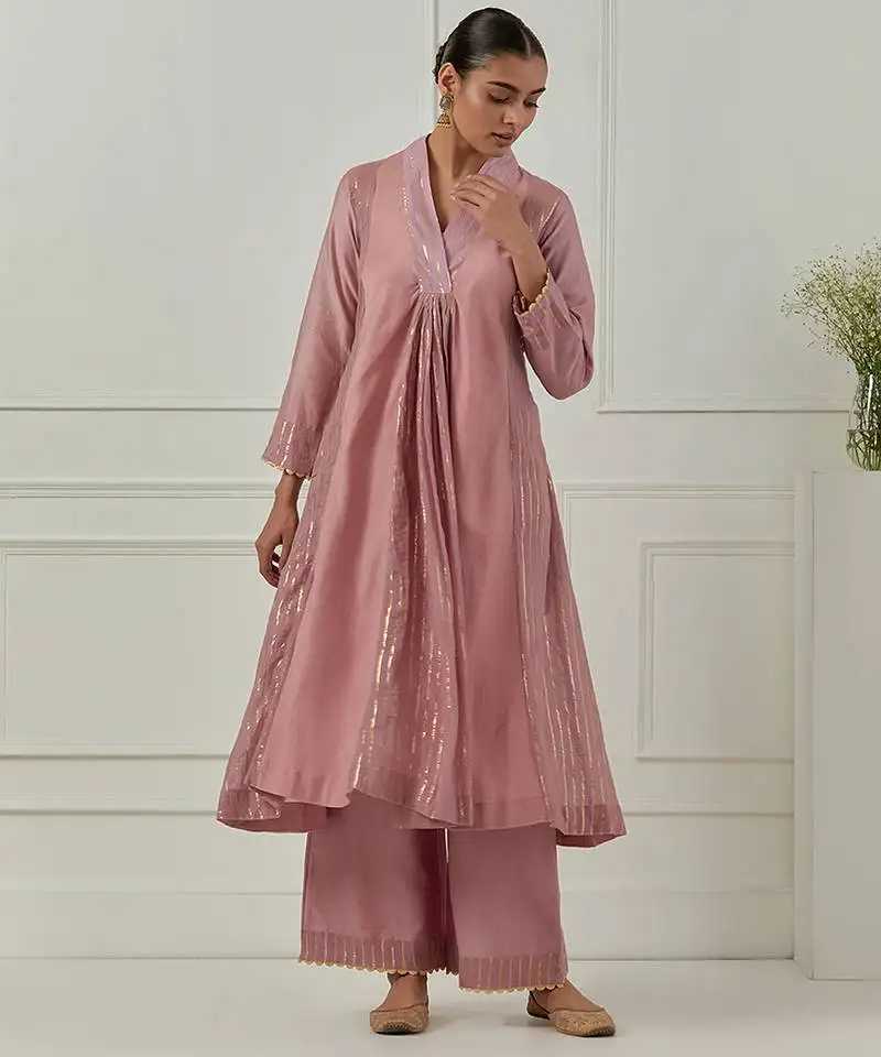 Light purple solid chanderi anarkali