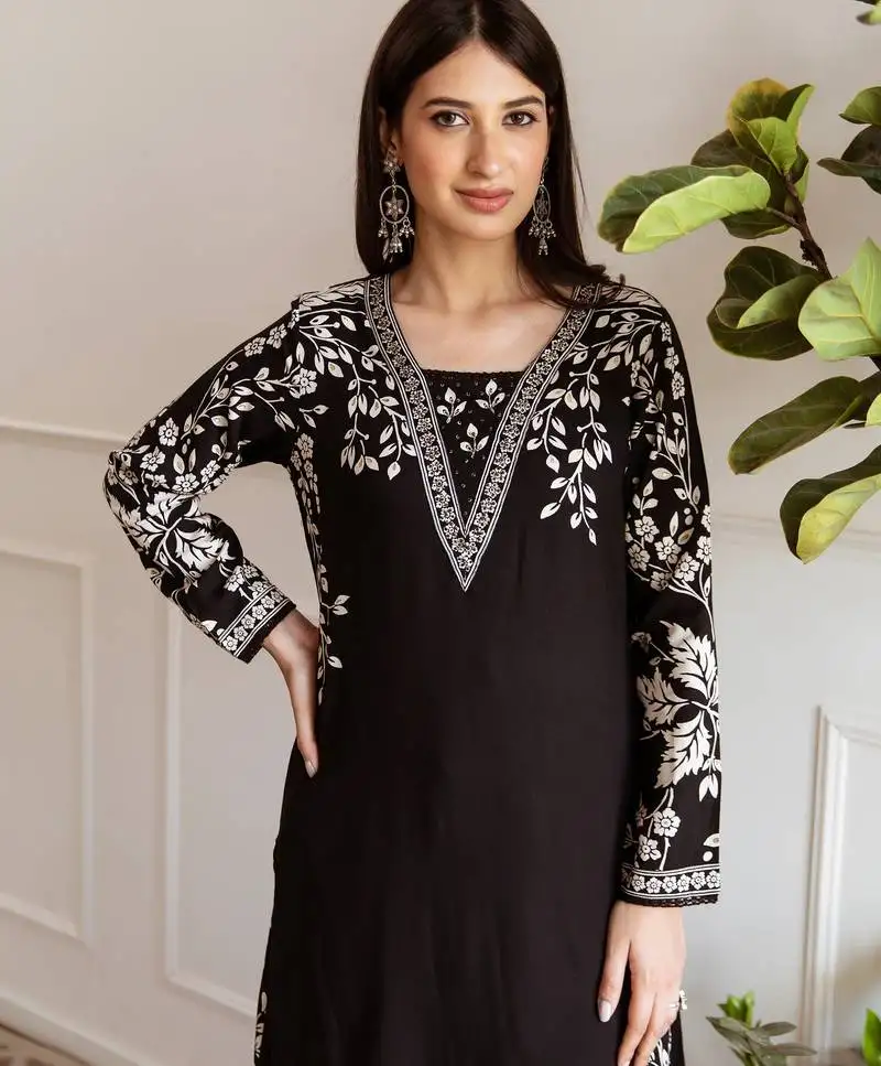 Jade black printed cotton kurta sets