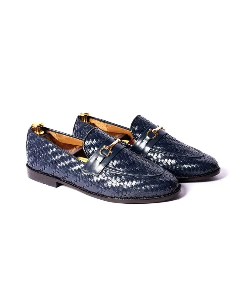 Blue solid loafers