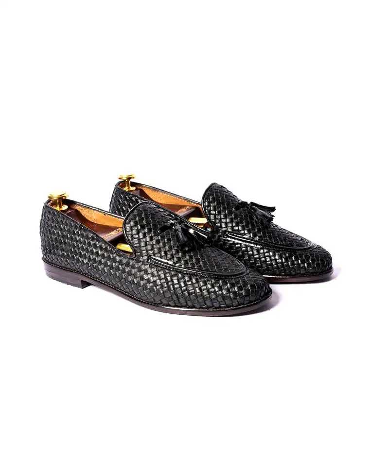 Black woven loafers