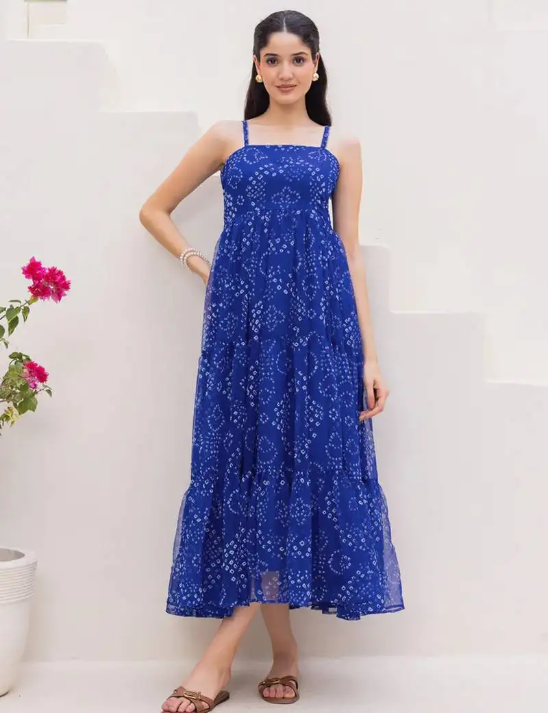 Blue color beautiful faux georgett fabric ethnic festive wear girlie gown