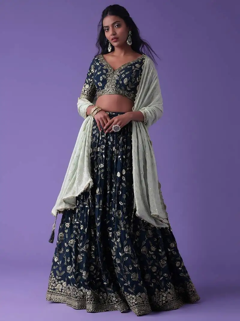 Blue georgette ethnic lehenga choli