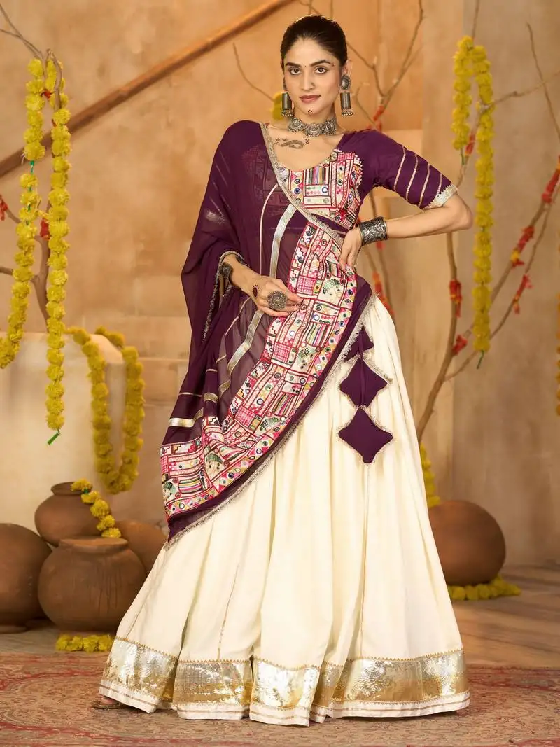 Wine ethnic crepe lehenga choli