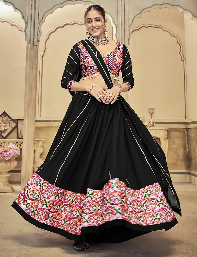 Black georgette designer navratri lehenga choli