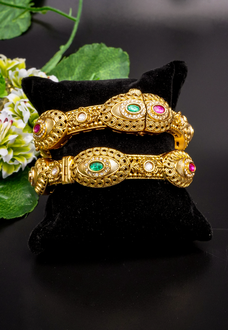 Antique gold-plated kada bangles