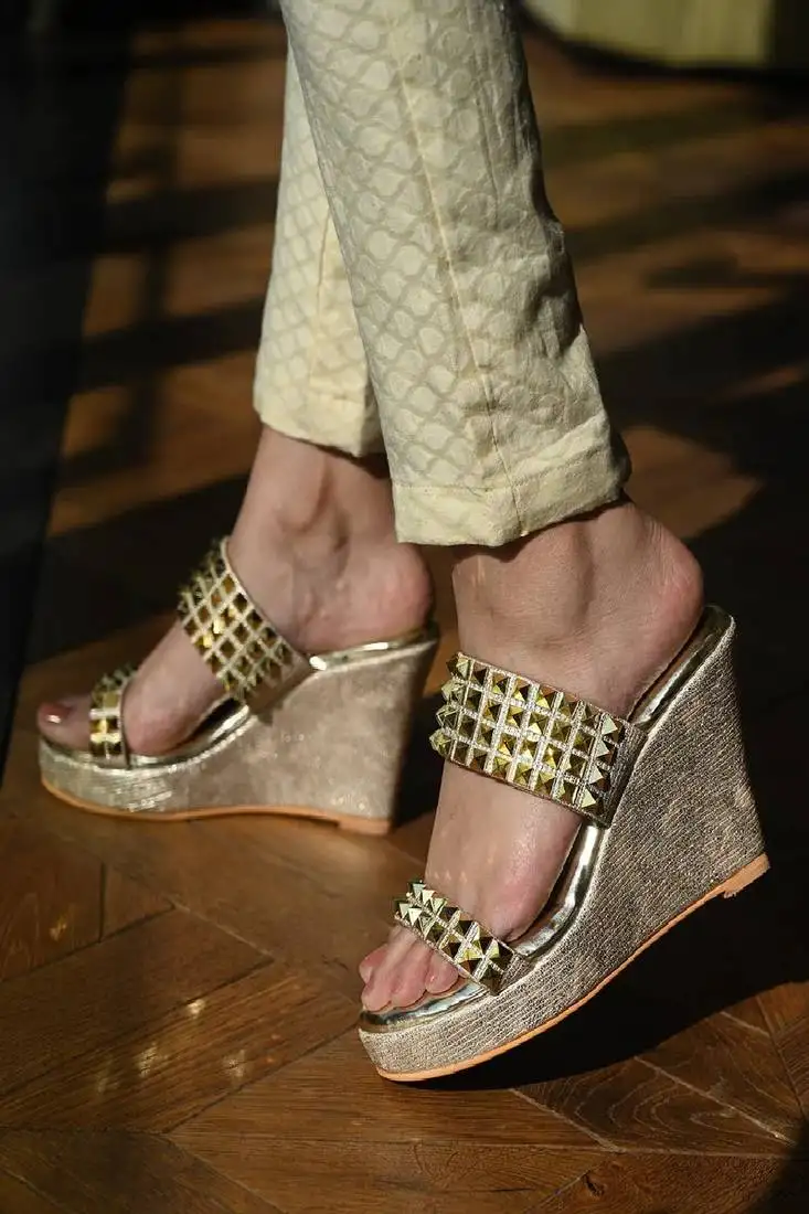 Gold studded wedges