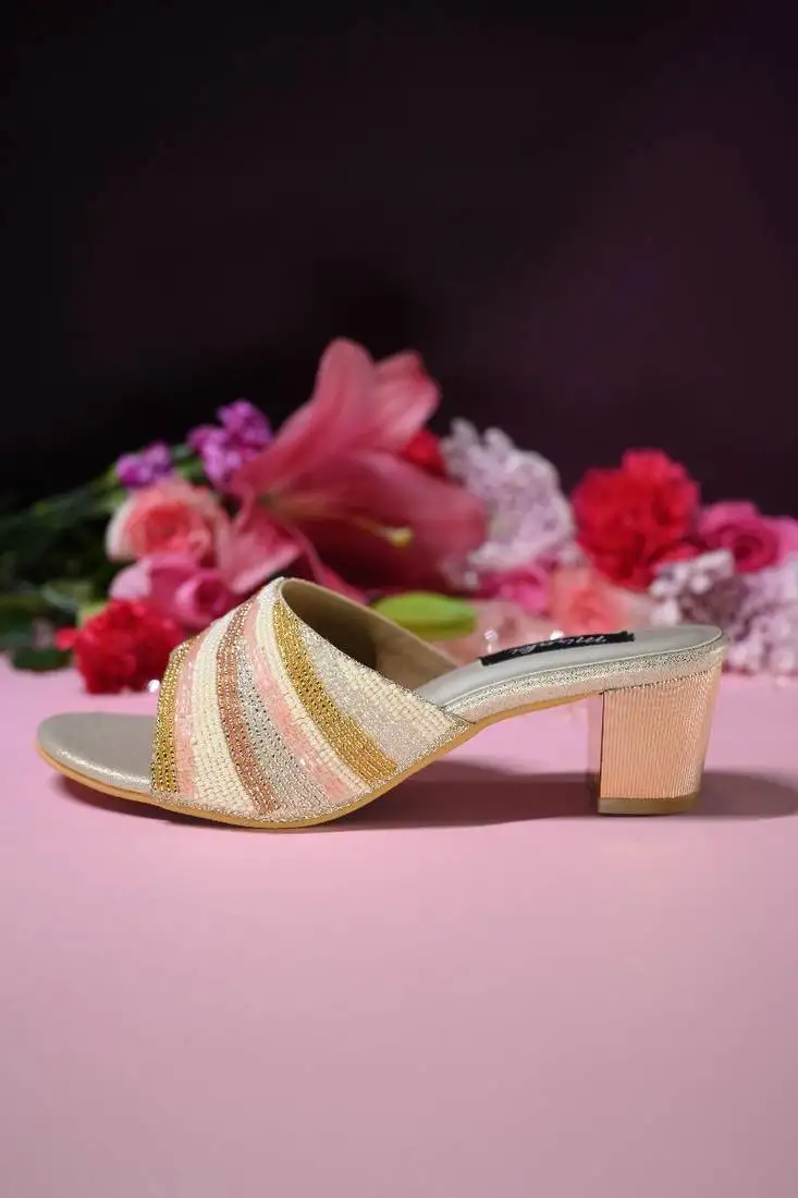 Bead work block heel