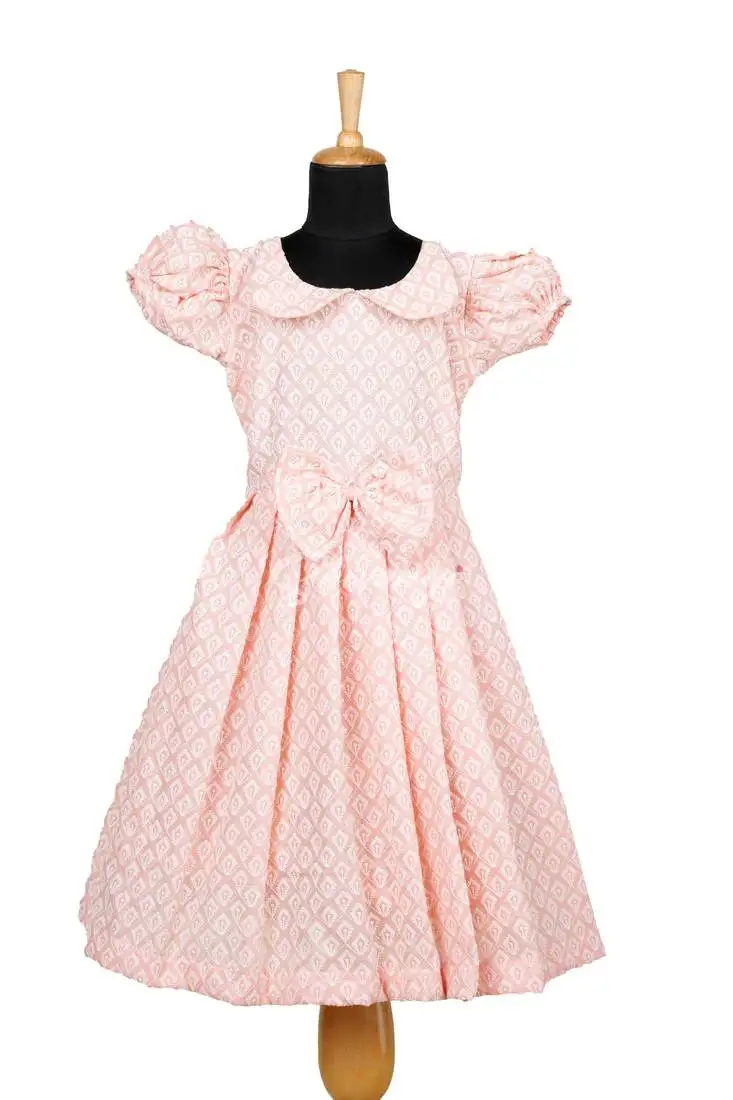 Peach pastel pud pattu pavadai frocks for girls