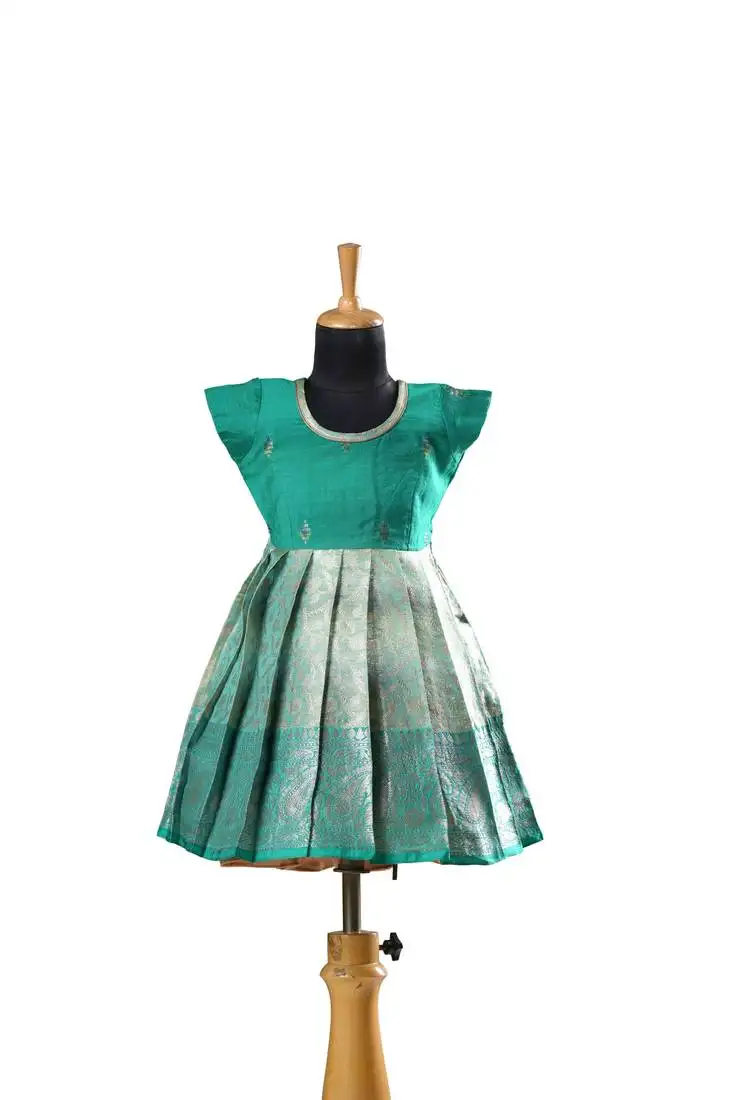 Green mango scarlet baby pattu pavadai frocks for kids
