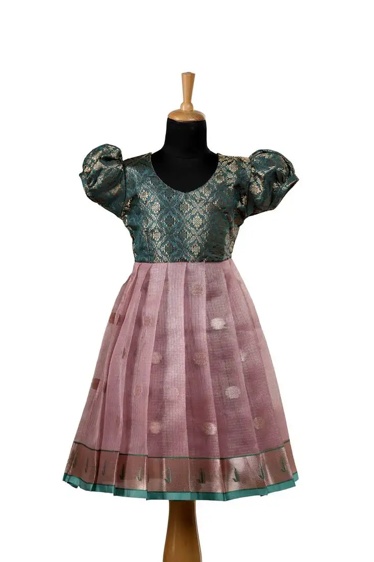 Pink pattu pavadai frocks rose paithani baby pattu pavadai frocks for kids