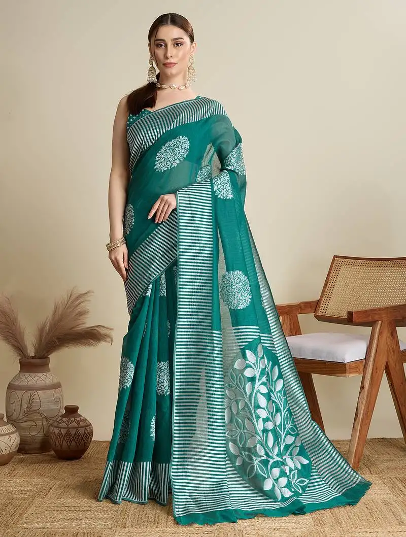 Green weave rich pallu saree with butti blouse