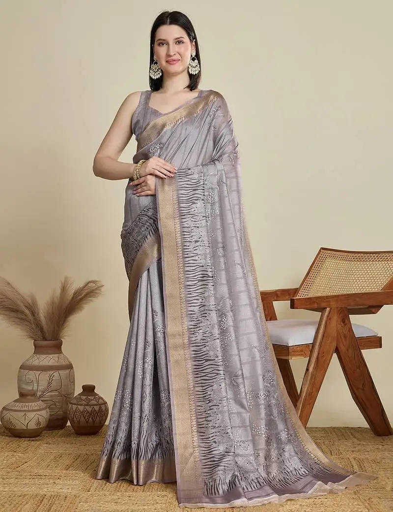 Lavender soft butti jacquard work cotton saree
