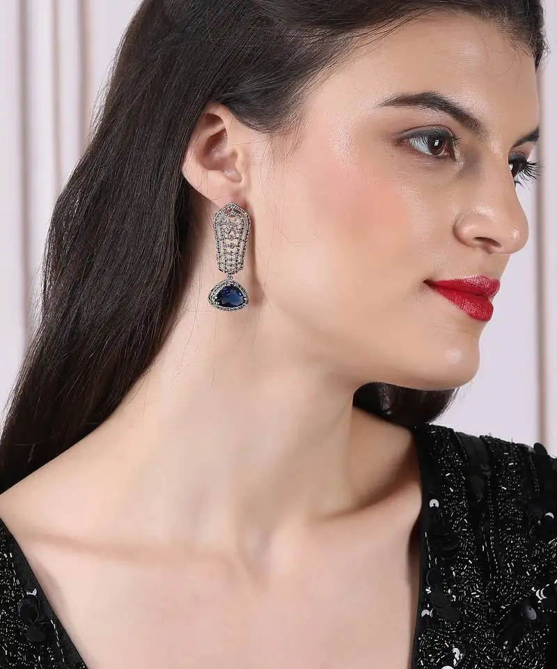 Pink cascade long ad statement earrings