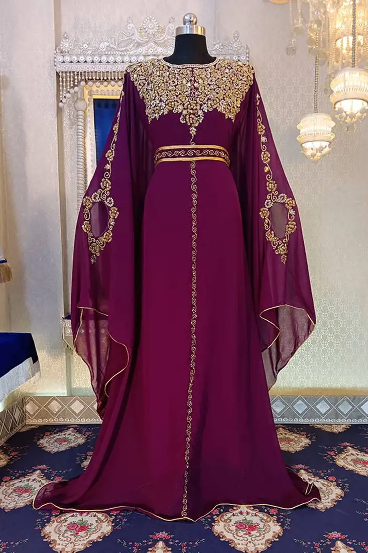 Dark violet designer islamic wedding kaftan