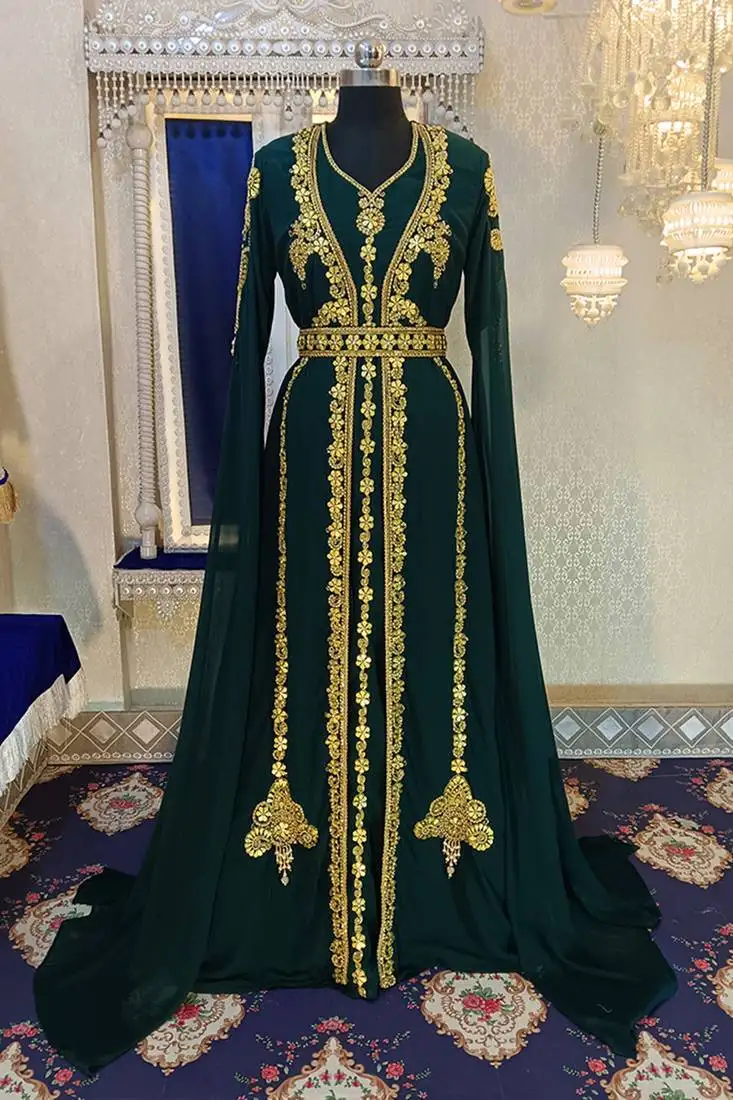 Bottle green wedding designer caftan