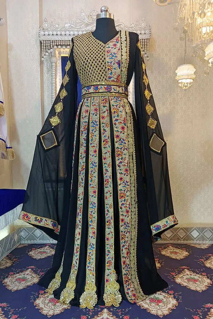 Black and beige designer moroccan kaftan