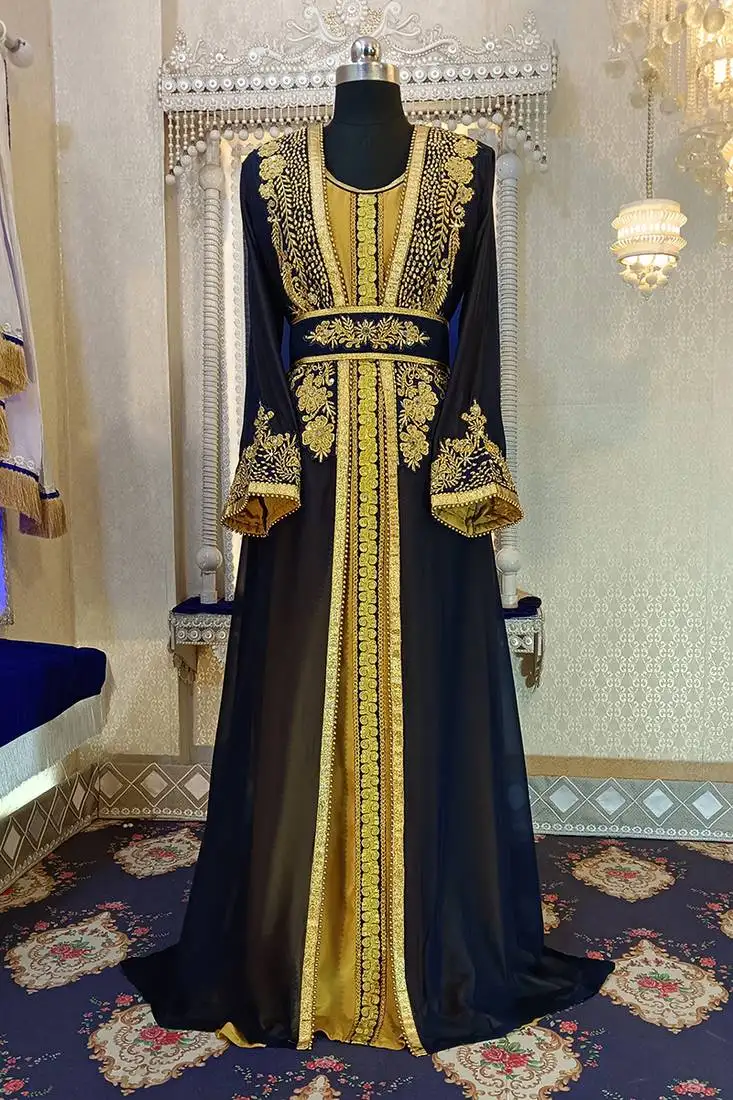 Darkblue islamic designer moroccan kaftan