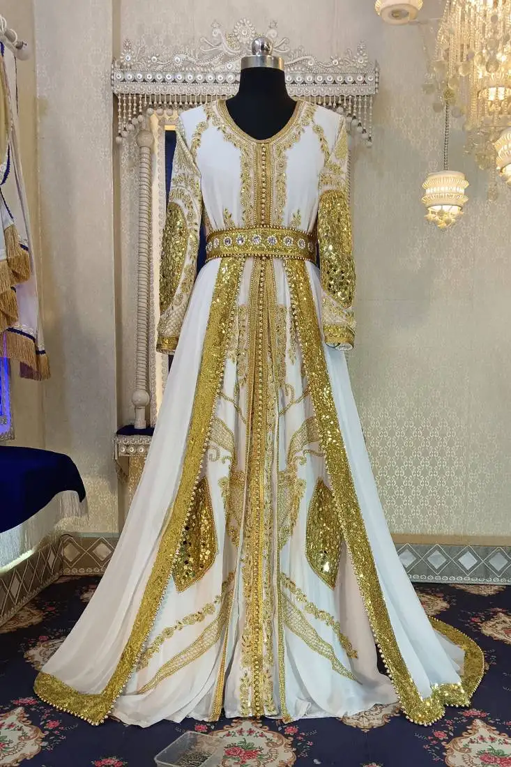 White unique designe wedding takchita kaftan