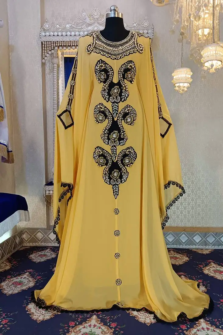 Golden yellow party wear caftan