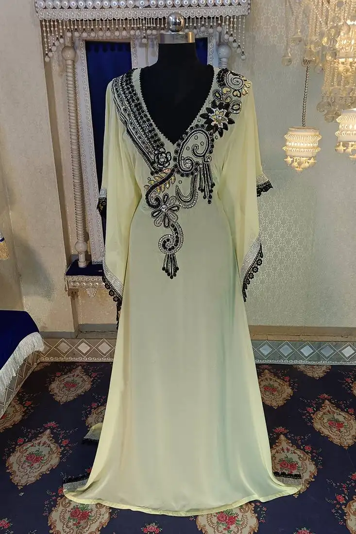 Lemon yellow designer islamic dress