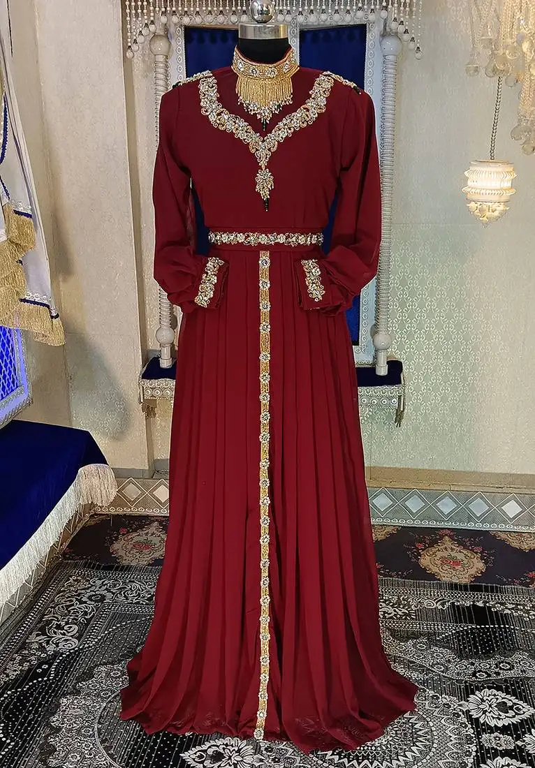 Maroon designer wedding kaftan