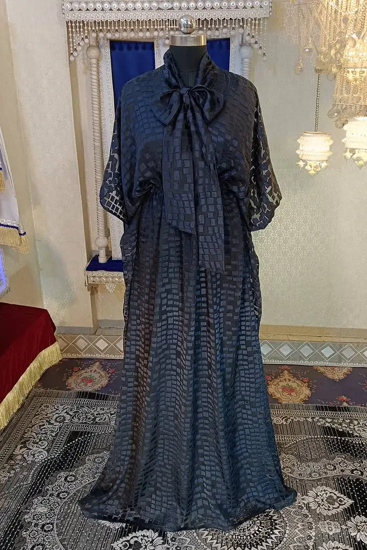 Dark grey and black designer islamic kaftan