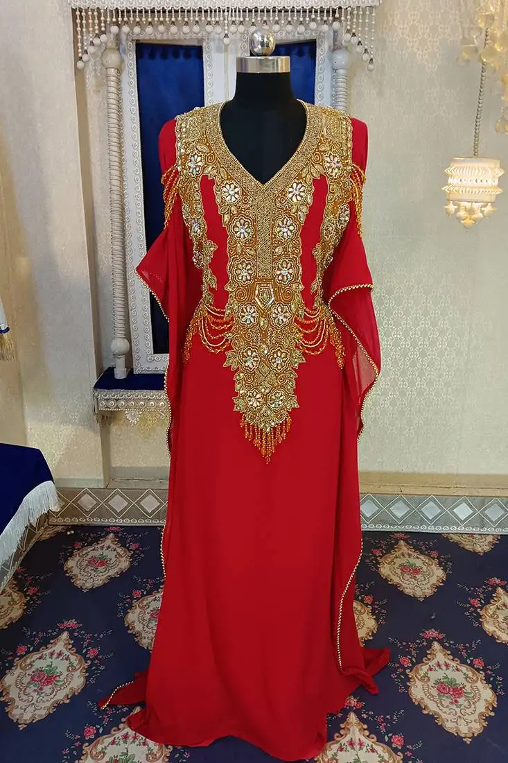 Red designer islamic takchita kaftan