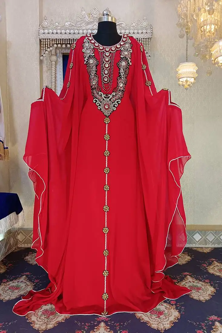 Red unique design islamic takchita caftan