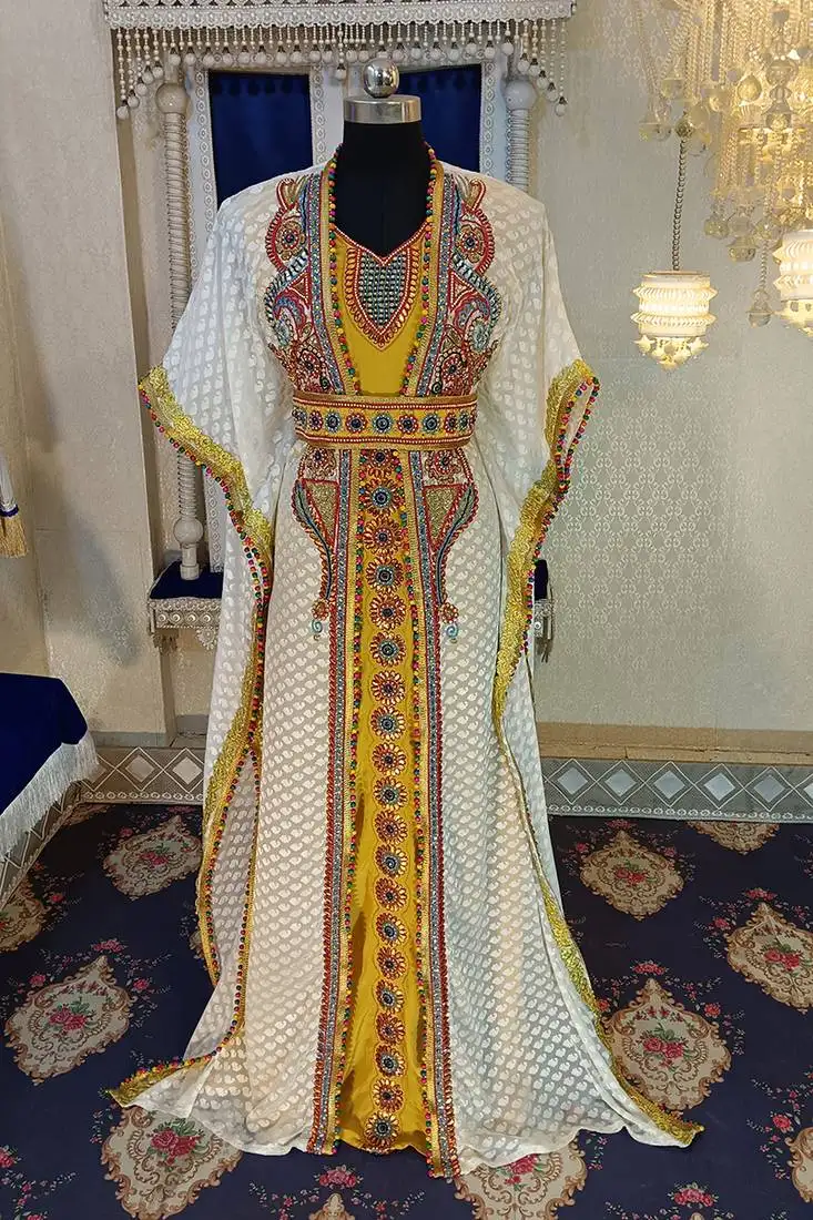 Off white and gold unique takchita caftan