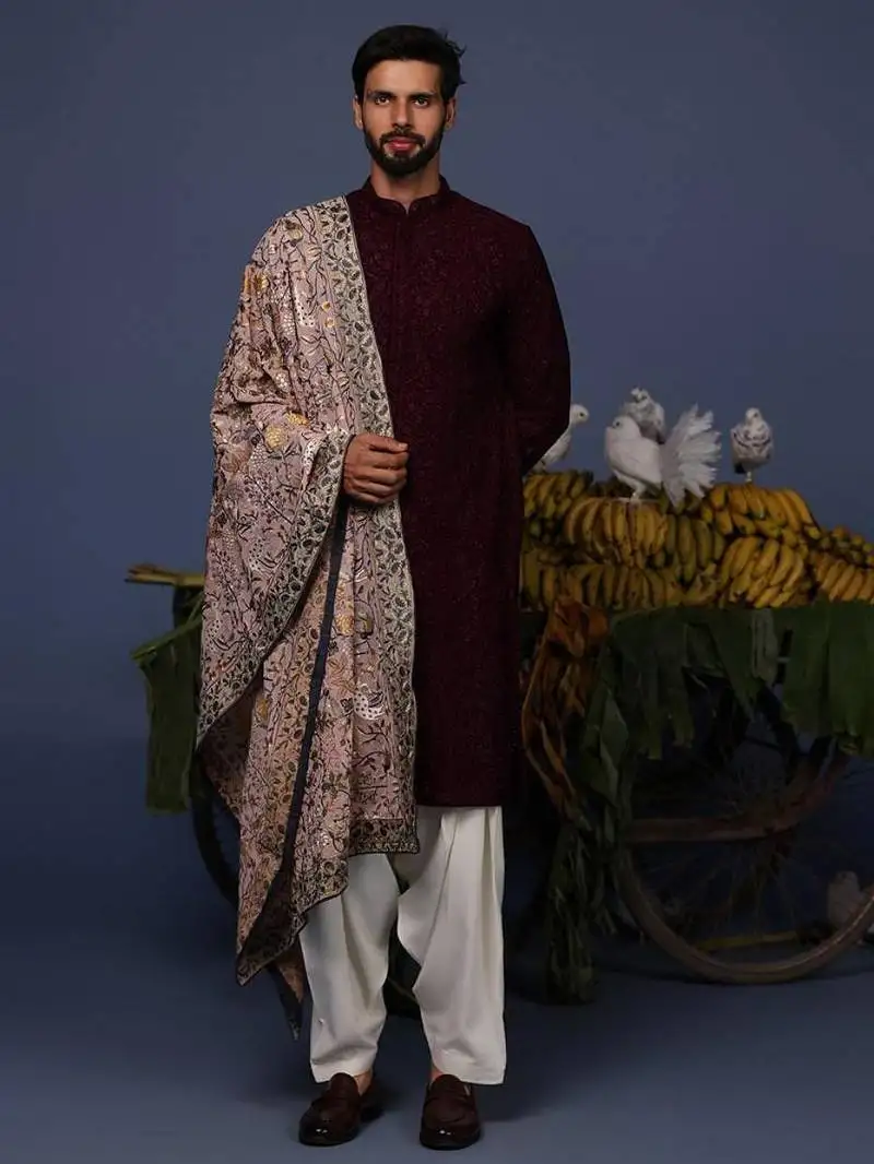 Rafi wine kurta set