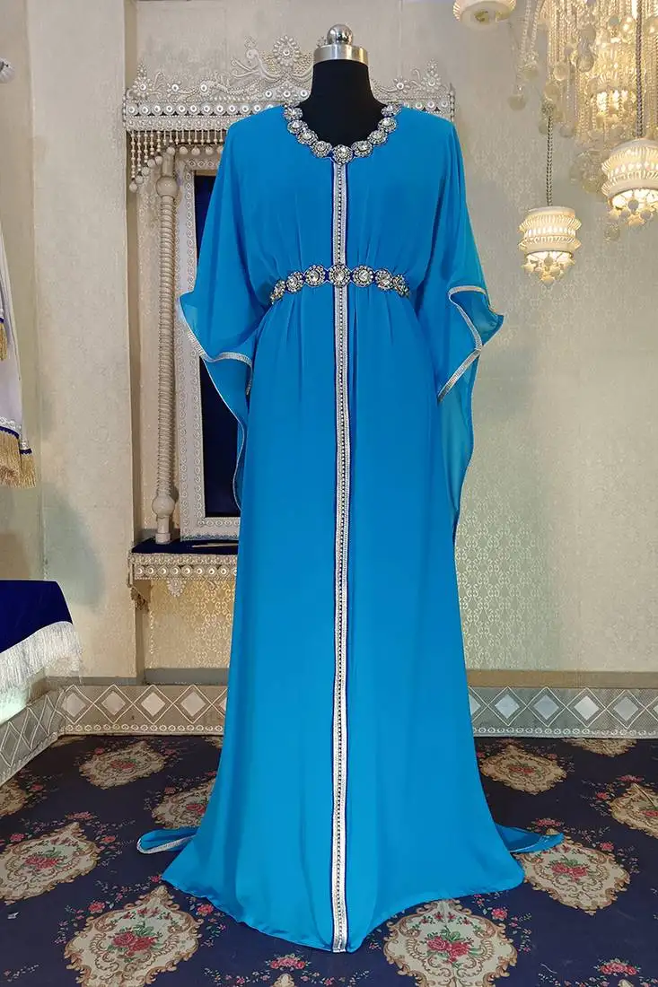 Firozi and blue designer islamic caftan