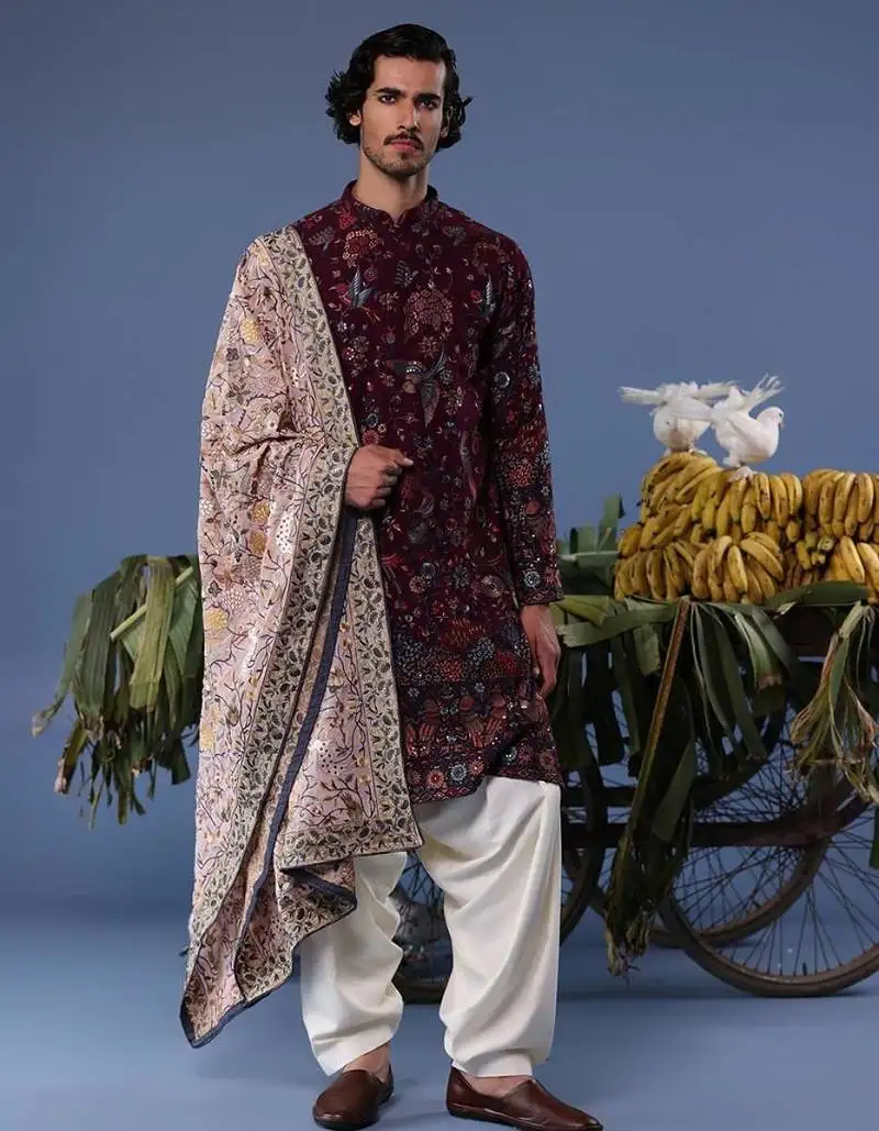 Gul wine kurta set