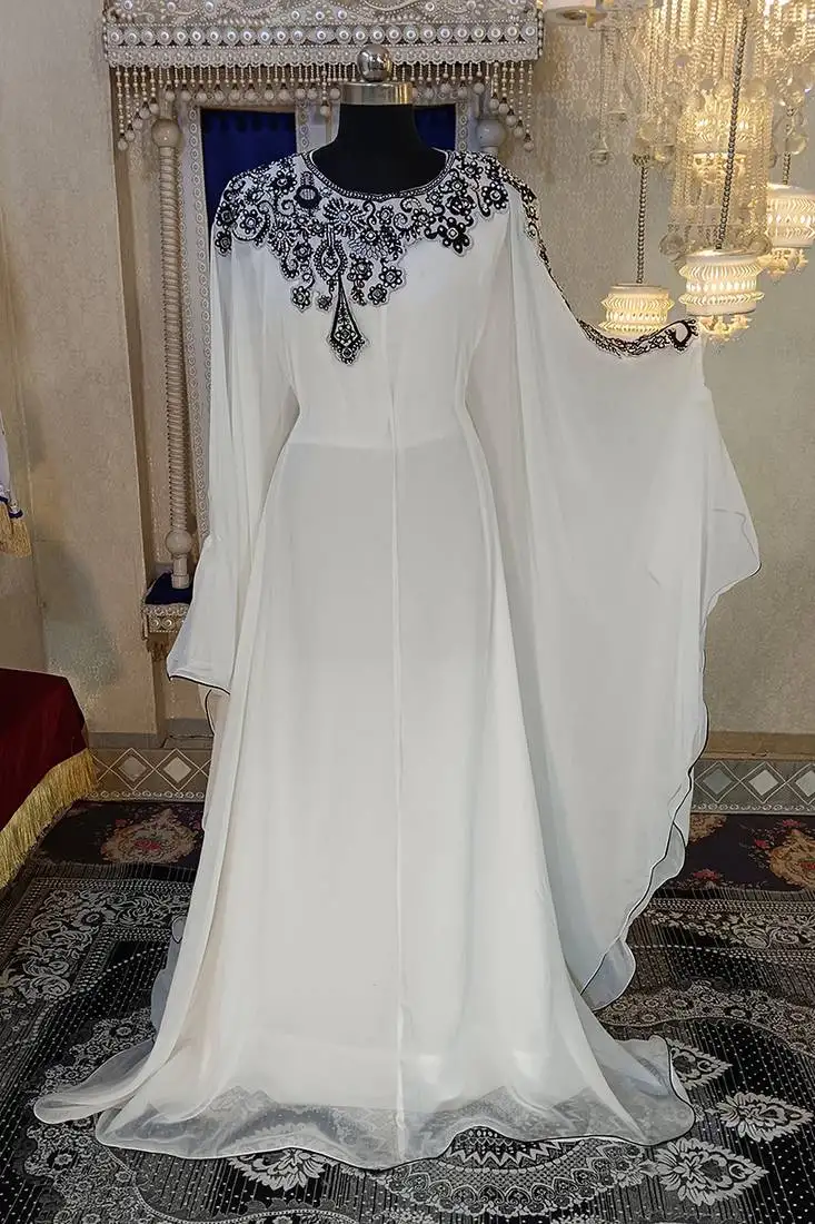 White designer islamic arabic takchita kaftan