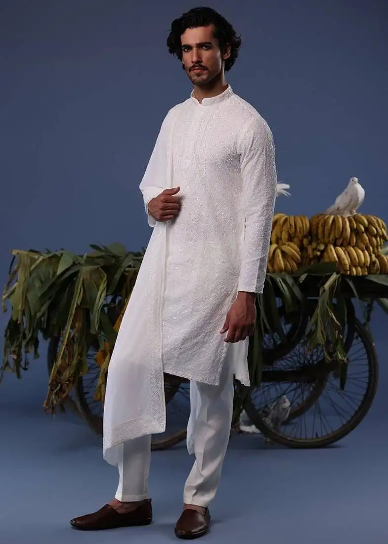 Hamza ivory kurta set