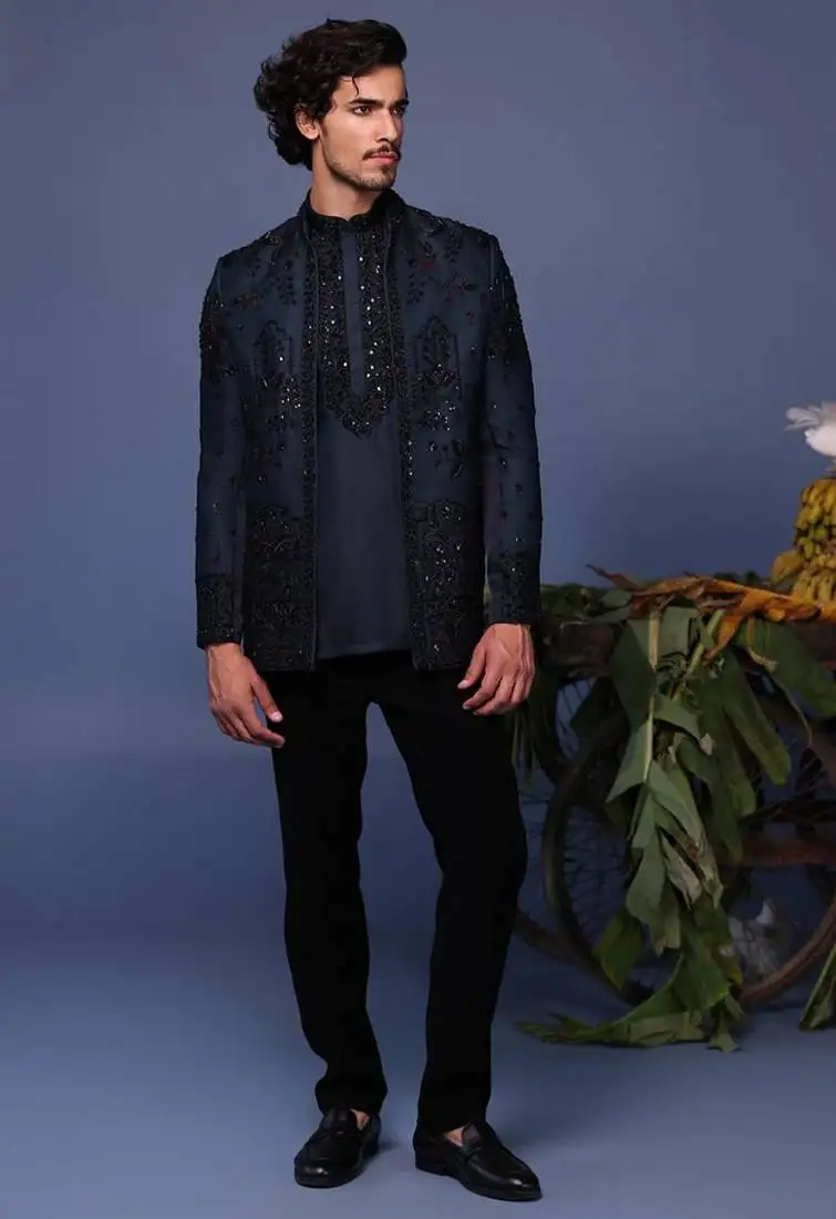 Kush navy blue jodhpuri set