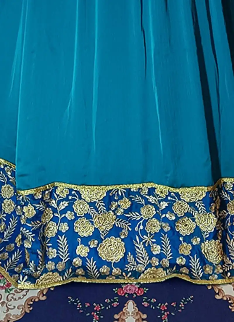 Sea green designer embroidery abaya